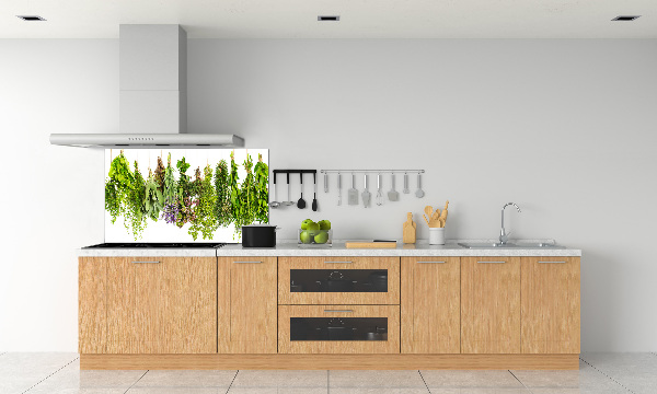 Glazen achterwand keuken Kruiden aan een touwtje