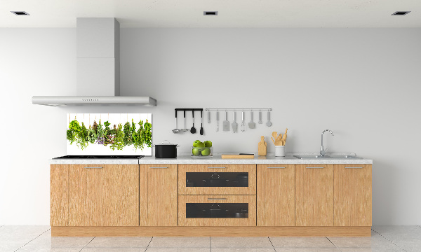 Glazen achterwand keuken Kruiden aan een touwtje
