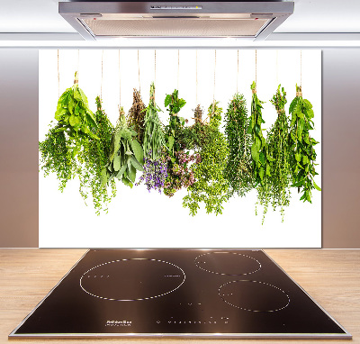 Glazen achterwand keuken Kruiden aan een touwtje