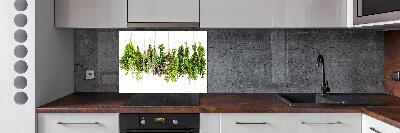 Glazen achterwand keuken Kruiden aan een touwtje