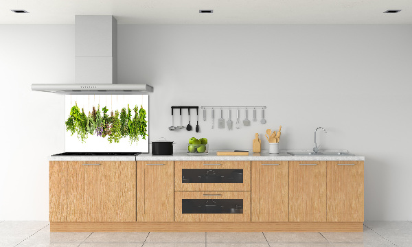 Glazen achterwand keuken Kruiden aan een touwtje