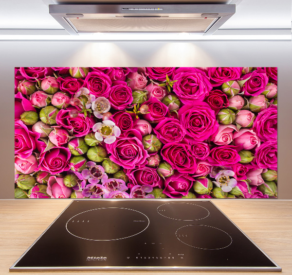 Panel szklany do kuchni Róże