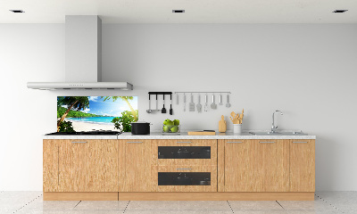 Keuken achterwand strand op de Seychellen