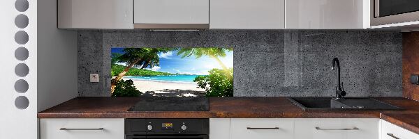 Keuken achterwand strand op de Seychellen