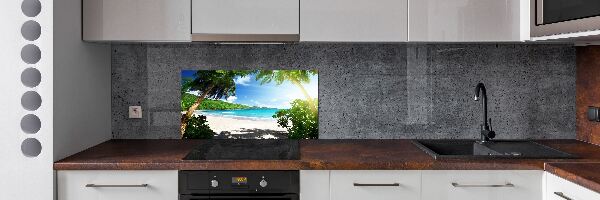 Keuken achterwand strand op de Seychellen