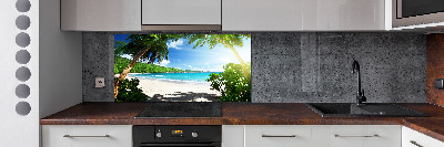 Keuken achterwand strand op de Seychellen