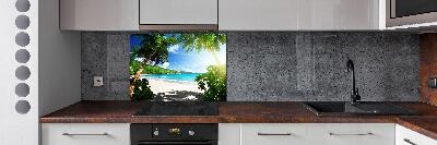 Keuken achterwand strand op de Seychellen