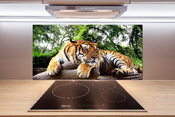 Achterwand keuken Tijger op een rots