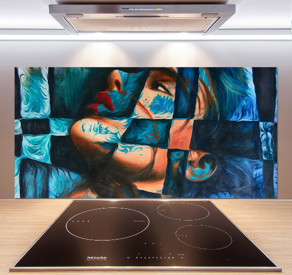 Glazen achterwand keuken Abstracte vrouw