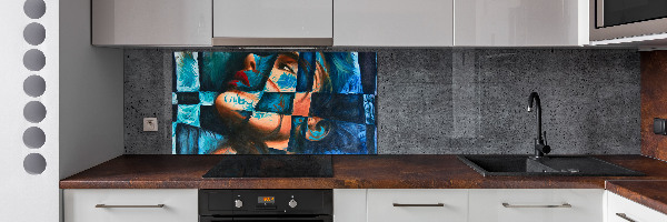 Glazen achterwand keuken Abstracte vrouw