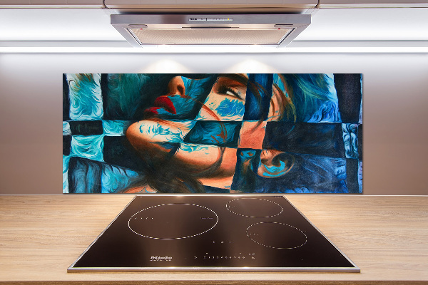 Glazen achterwand keuken Abstracte vrouw