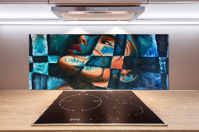 Glazen achterwand keuken Abstracte vrouw