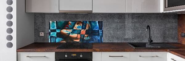 Glazen achterwand keuken Abstracte vrouw
