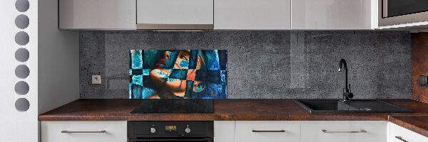 Glazen achterwand keuken Abstracte vrouw