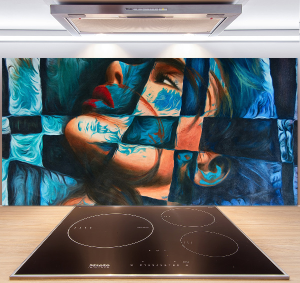 Glazen achterwand keuken Abstracte vrouw