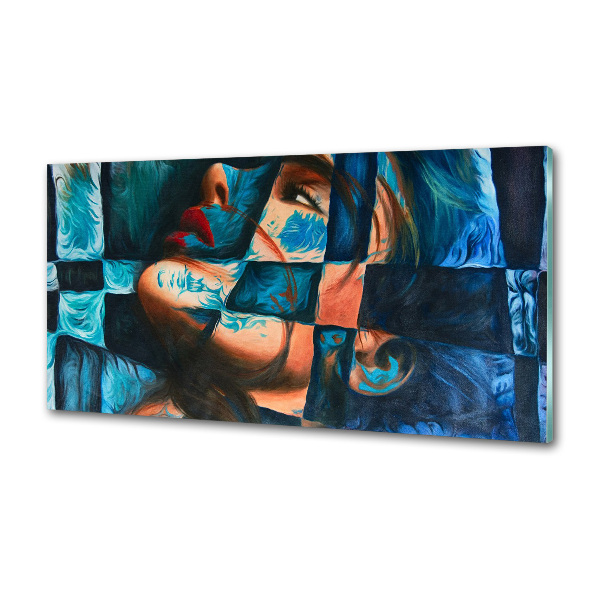 Glazen achterwand keuken Abstracte vrouw
