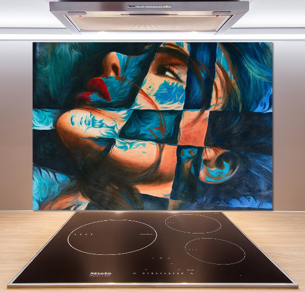 Glazen achterwand keuken Abstracte vrouw