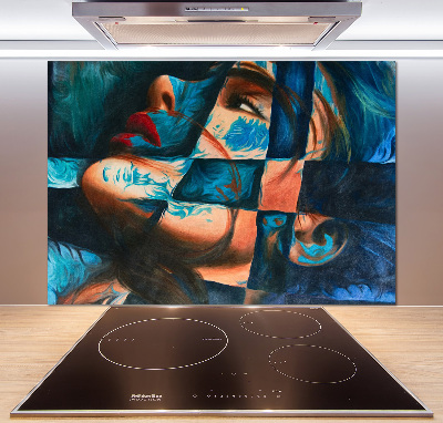 Glazen achterwand keuken Abstracte vrouw