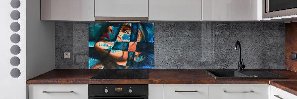Glazen achterwand keuken Abstracte vrouw