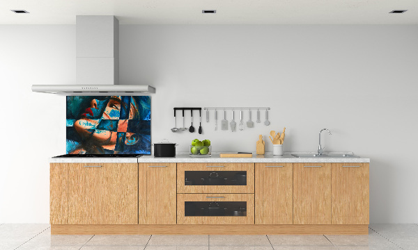 Glazen achterwand keuken Abstracte vrouw