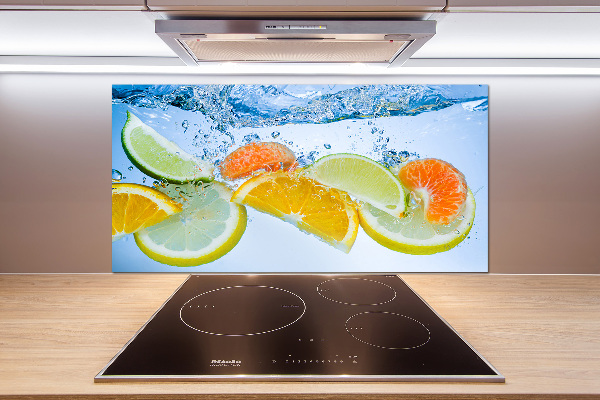 Spatplaat keuken Citrusvruchten onder water