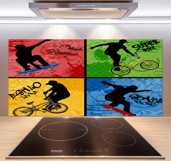Achterwand keuken Fiets en skateboard