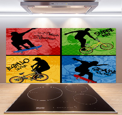 Achterwand keuken Fiets en skateboard