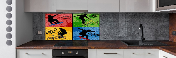 Achterwand keuken Fiets en skateboard