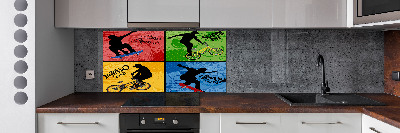 Achterwand keuken Fiets en skateboard