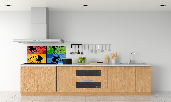 Achterwand keuken Fiets en skateboard