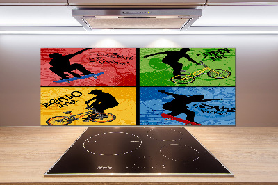 Achterwand keuken Fiets en skateboard