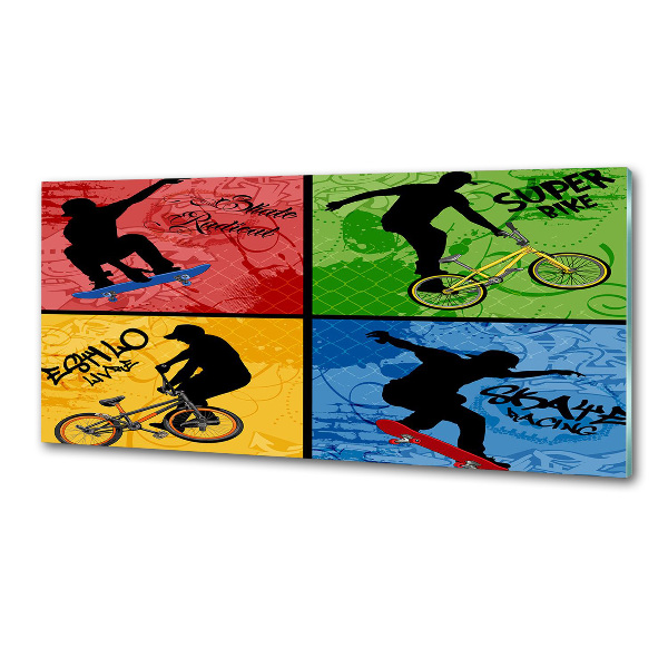 Achterwand keuken Fiets en skateboard