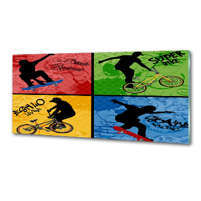 Achterwand keuken Fiets en skateboard