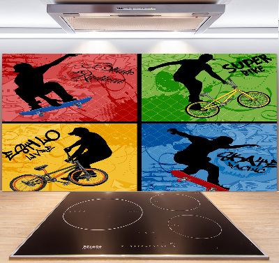 Achterwand keuken Fiets en skateboard