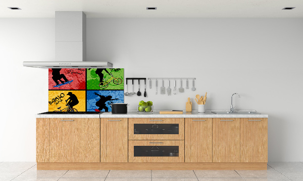 Achterwand keuken Fiets en skateboard