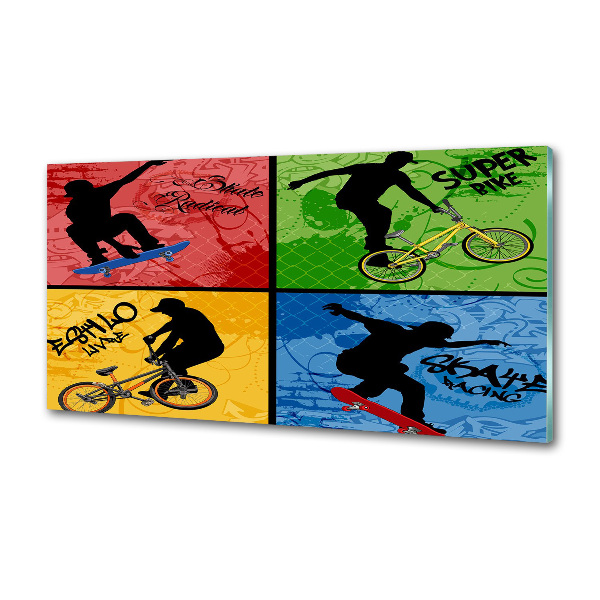 Achterwand keuken Fiets en skateboard