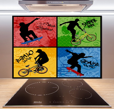 Achterwand keuken Fiets en skateboard