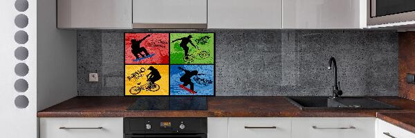 Achterwand keuken Fiets en skateboard
