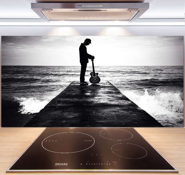 Achterwand keuken Gitarist op de pier
