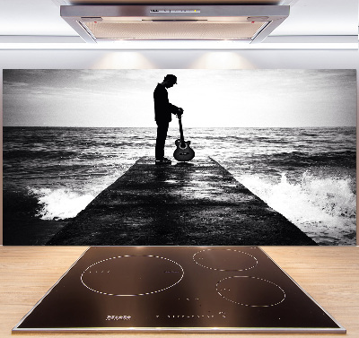 Achterwand keuken Gitarist op de pier