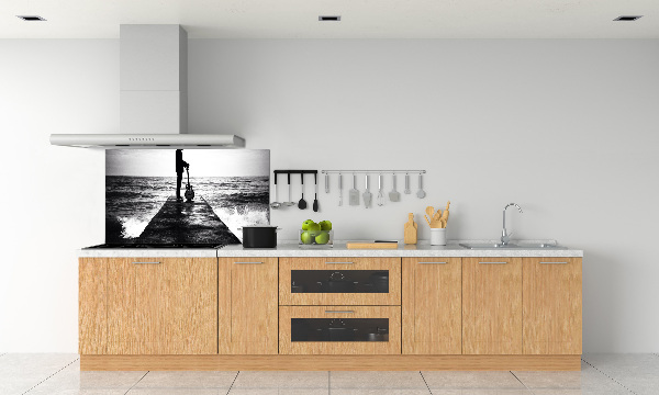 Achterwand keuken Gitarist op de pier