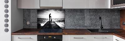 Achterwand keuken Gitarist op de pier