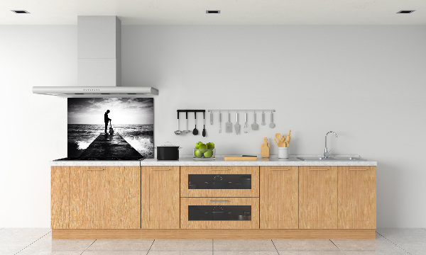 Achterwand keuken Gitarist op de pier