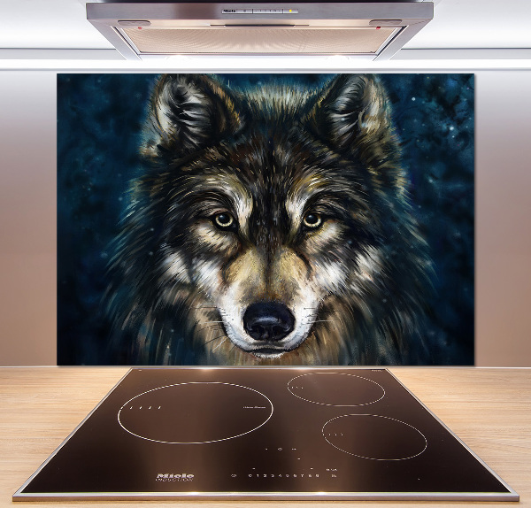 Spatscherm keuken Wolven