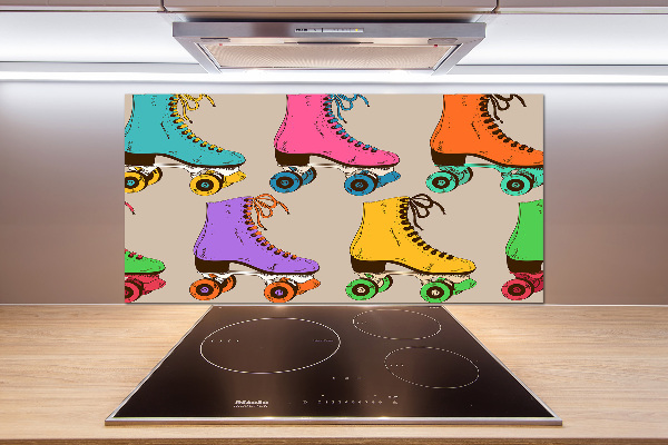 Glazen achterwand keuken Kleurrijke rolschaatsen