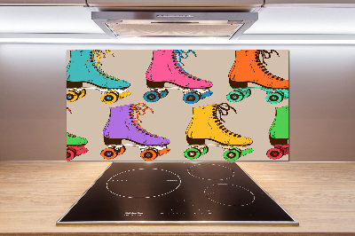 Glazen achterwand keuken Kleurrijke rolschaatsen
