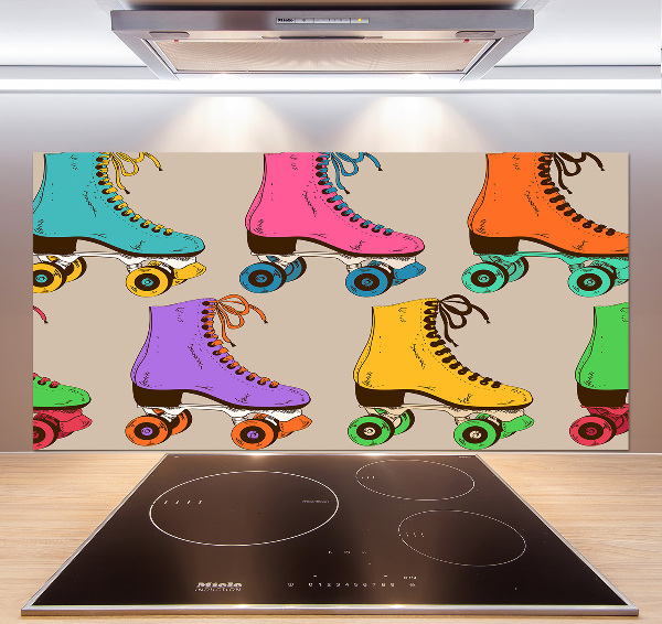 Glazen achterwand keuken Kleurrijke rolschaatsen