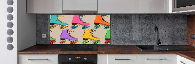 Glazen achterwand keuken Kleurrijke rolschaatsen