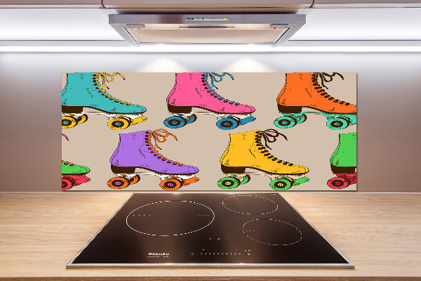 Glazen achterwand keuken Kleurrijke rolschaatsen