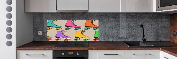 Glazen achterwand keuken Kleurrijke rolschaatsen